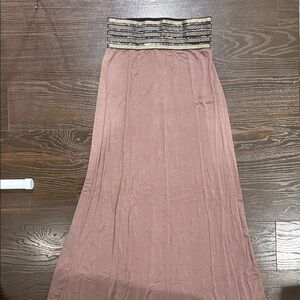 A3 Design Dusty Pink Maxi Skirt with Patterned Waistband